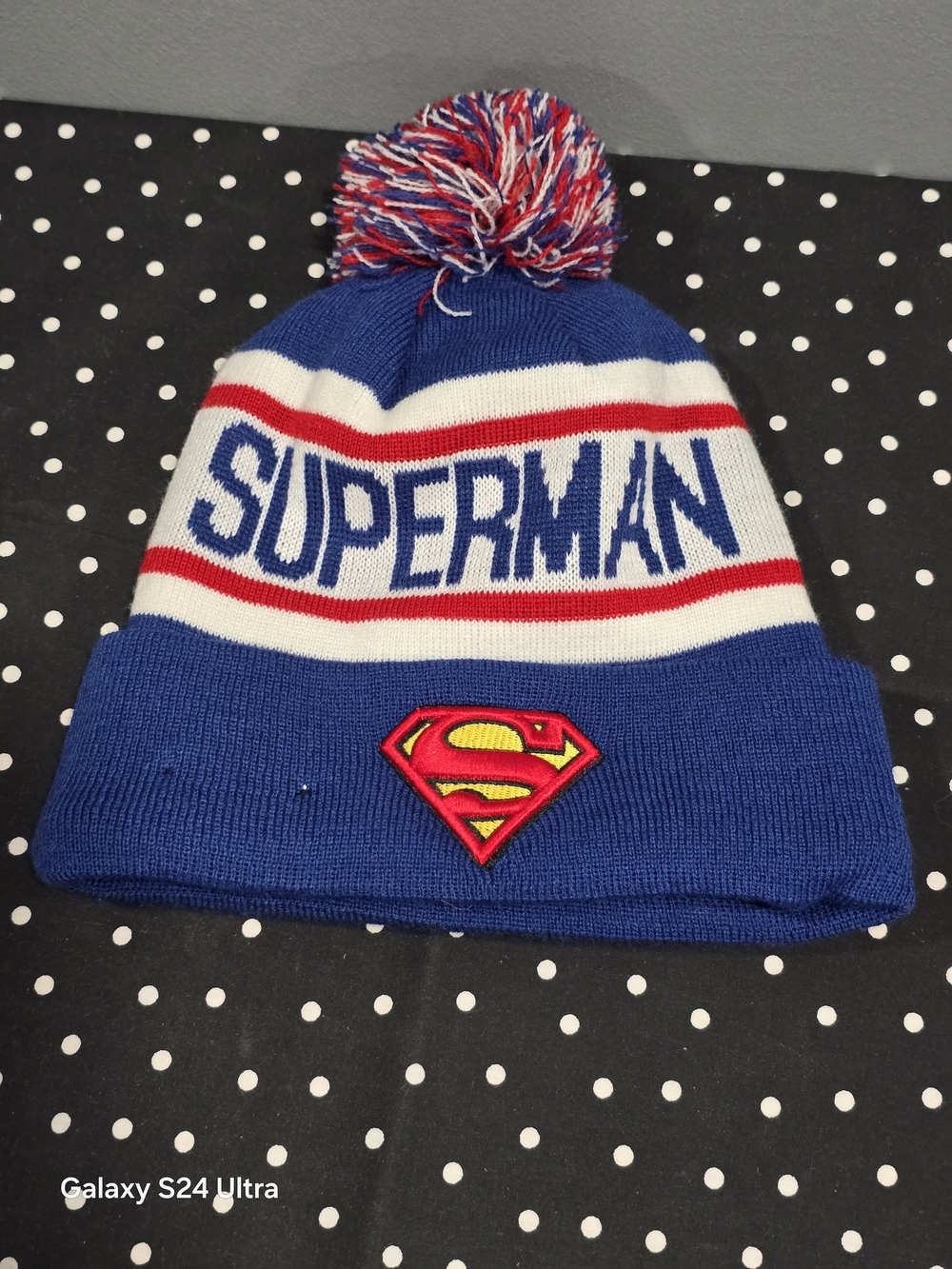 Superman Blue Knit Pom Beanie Official DC Style